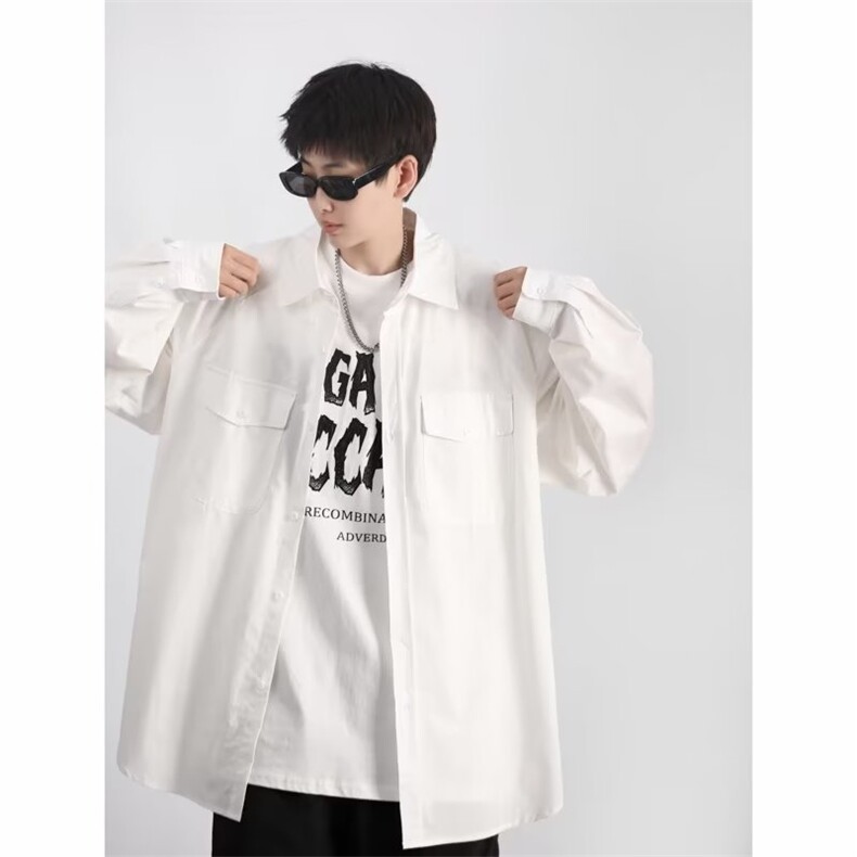 衬衫男韩版潮流长袖口袋个性帅气2023秋季新款ins外套CY504-P45,男装衬衫,星座412-3