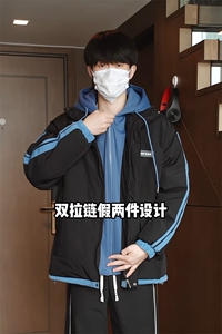 特批P75无差价冬深度库存10W件防风防泼水假两件连帽棉服男M2915图片