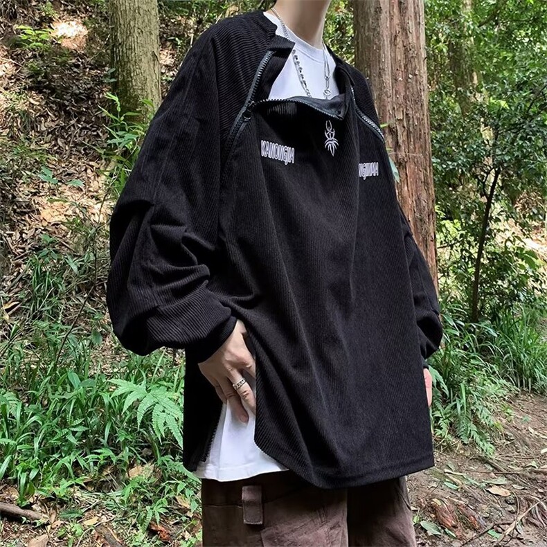 灯芯绒刺绣卫衣男韩版美式高街帅气2025秋冬新款ins外套WB109-P52,女装短外套,星座412