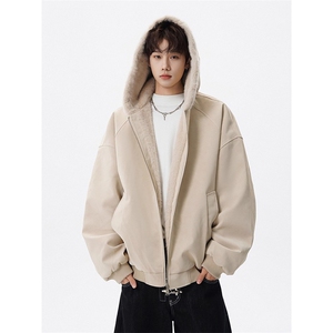 现货高品质美式高街冬季重磅座山雕大毛毛领pu皮棉衣男女加厚外套,男装皮衣,电商A486-1