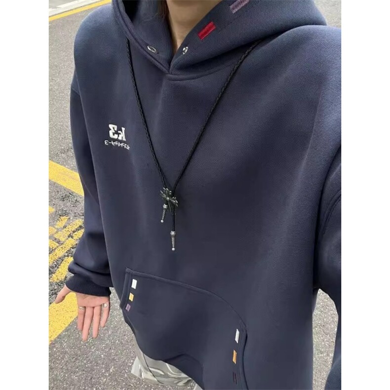 重工刺绣卫衣男美式重磅硬挺boxy廓形连帽衫青岛即墨外套W07,女装短外套,星座516A