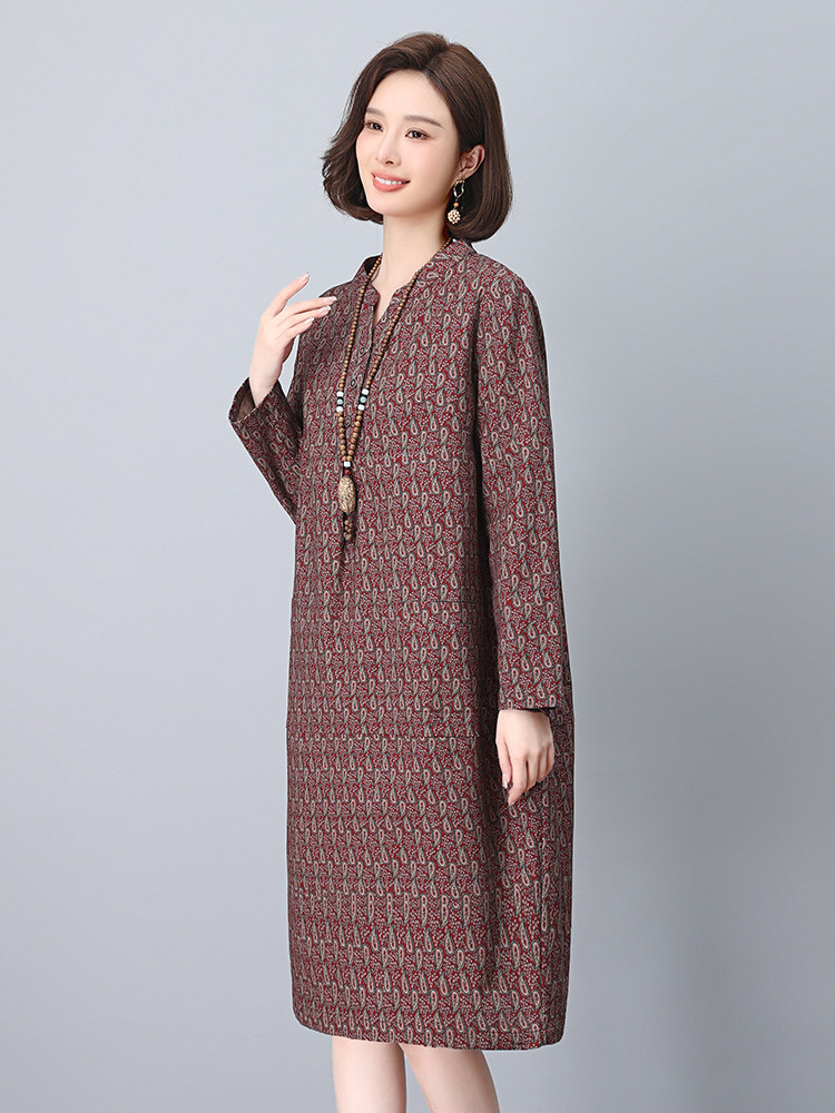 小个子棉麻直筒连衣裙春装大码妈妈中老年裙子宽松遮肚子气质短裙,女装连衣裙,依恋蒂丝
