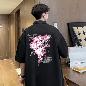 可设48小时支持抖音得物来样二开 网眼透气翻领t恤美式短袖POLO衫图片
