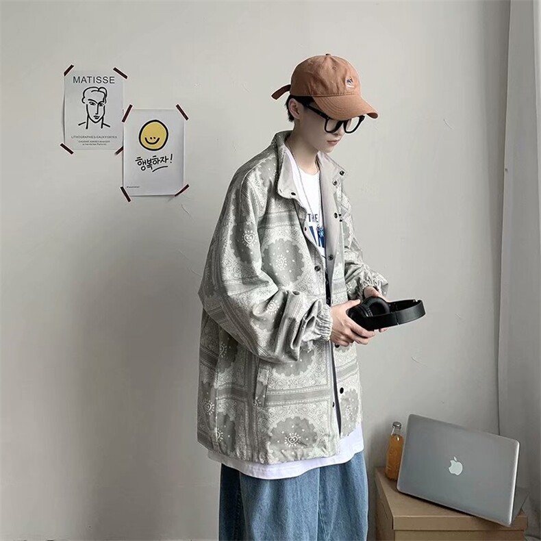 外套男潮流百搭痞帅上衣两面穿秋季上衣韩版休闲夹克宽松jk46-p60，男装夹克，星座1008-2