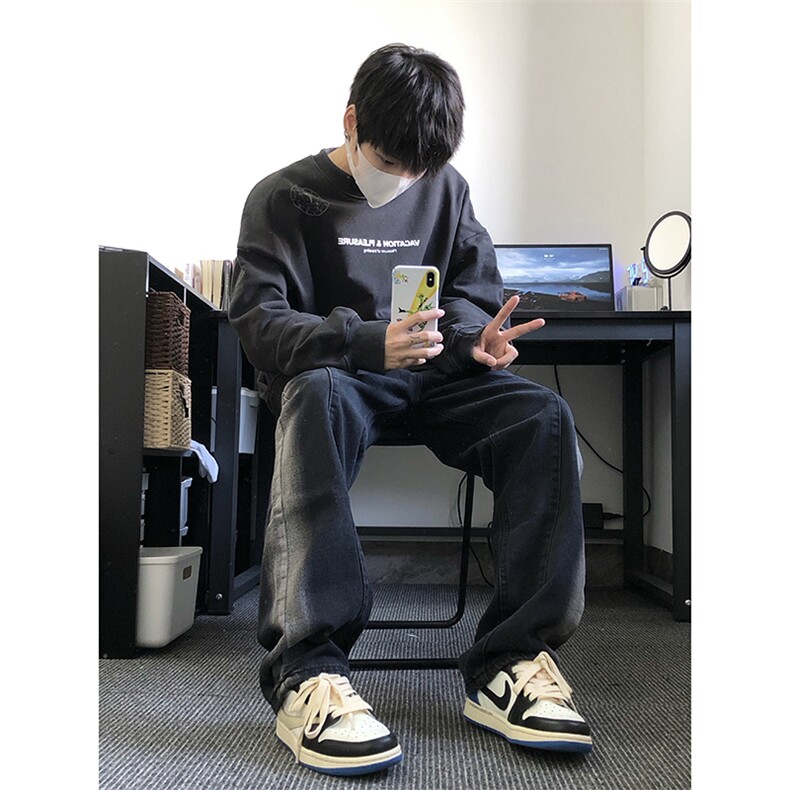 秋季美式ins高街hiphop重工艺水洗直筒牛仔裤货号K692P55,男装牛仔裤,电商A063