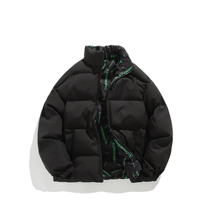 蓝色立领棉服男款冬季加厚保暖宽松棉袄韩版潮牌情侣棉衣外套ZM04图片
