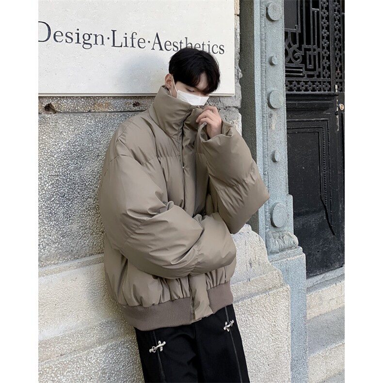 美式PU皮立领短款棉服男加厚保暖工装棉衣外套冬季ootd穿搭面包服,男装棉衣,星座410-7