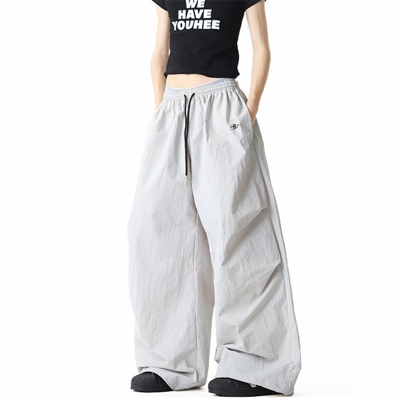 褶皱堆积感伞兵裤男春秋季美式高街cleanfit直筒宽松潮牌工装裤子，男装工装外套，电商B367