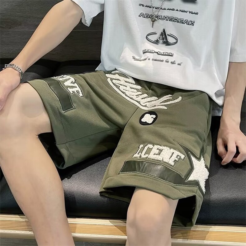 美式高街短裤男士夏季新款潮牌ins百搭宽松休闲五分中裤DK066-p33,男装牛仔裤,星座1008