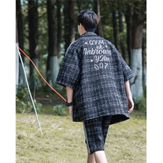 小香风印花织带短衬DCS9018P45短裤DK8797P40套装DTZ9028P85，男装休闲套装，星座227-7