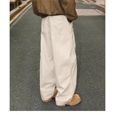 美式男款牛仔裤显瘦裤子高街绑带白色提档微喇裤直筒vibe工装弯刀，男装牛仔裤，星座506A