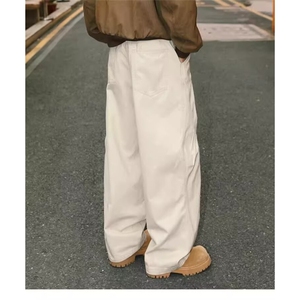 美式男款牛仔裤显瘦裤子高街绑带白色提档微喇裤直筒vibe工装弯刀图片