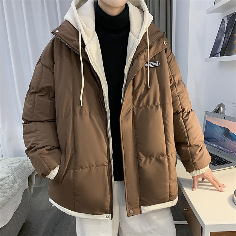 2023新款假两件服袄加厚港风面包衣男情侣外套W6202-P90,男装棉衣,星座512-3