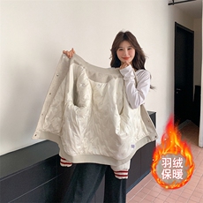 韩版时尚学院风加厚羽绒棒球服女2025冬季新款显瘦保暖白鸭绒外套，女装羽绒服，纯色衣恋