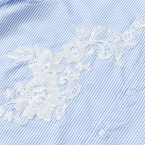 春夏季休闲宽松条纹贴花长袖衬衫XZ402-2-CS021批50（S-XL）图片