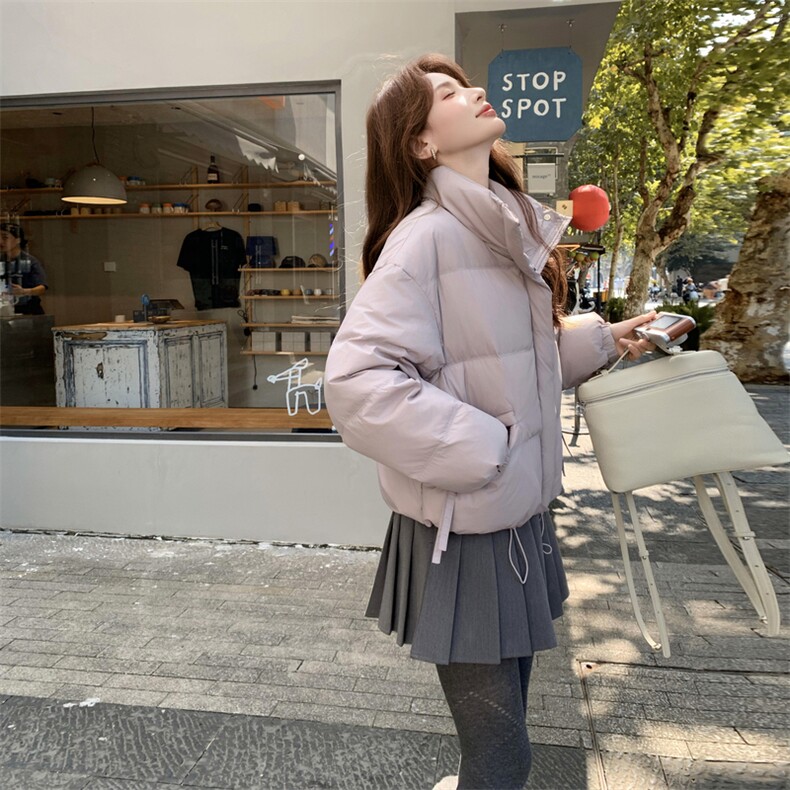 现货新款独特超好看短款羽绒服女款冬季立领面包服小个子羽绒外套,女装羽绒服,网红馆