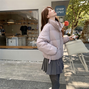 现货新款独特超好看短款羽绒服女款冬季立领面包服小个子羽绒外套图片