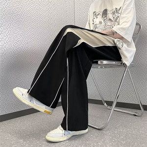 美式复古阔腿裤子2025夏宽松设计感抽绳直筒裤长裤男女 KK094-36图片