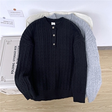 高级感慵懒风亨利领毛衣男士2026秋冬季韩系冷淡风休闲潮流针织衫，男装针织衫/毛衣，星座813-2