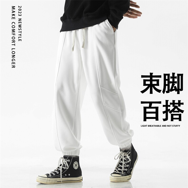 320克重磅华棉直筒休闲裤男秋季麻灰色螺纹束脚卫裤-X1650特批42,男装休闲裤,星座718