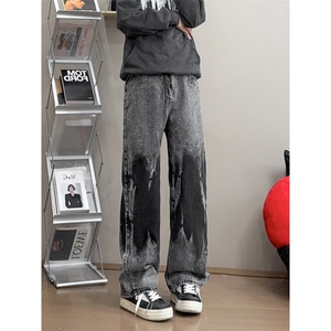 B221美式ins高街直筒个性扎染牛仔裤 LK25457-特P45控78图片