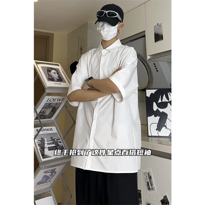 男模切片满天星空衬衫夏季宽松五分袖痞帅衬衣X1213-C2318-特P35,男装T恤,星座1213