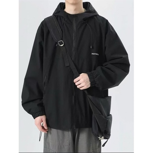 冲锋衣连帽夹克男宽松落肩纯色上衣外套DSA157B-JK727-P50图片