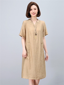 dpqb轻薄天丝连衣裙女2025夏季新款中年妈妈遮肚宽松大码中长裙子图片