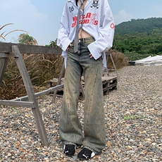 复古微喇牛仔裤女小个子2025年新款秋季高腰显瘦喇叭裤子，女装牛仔裤，星座218-8