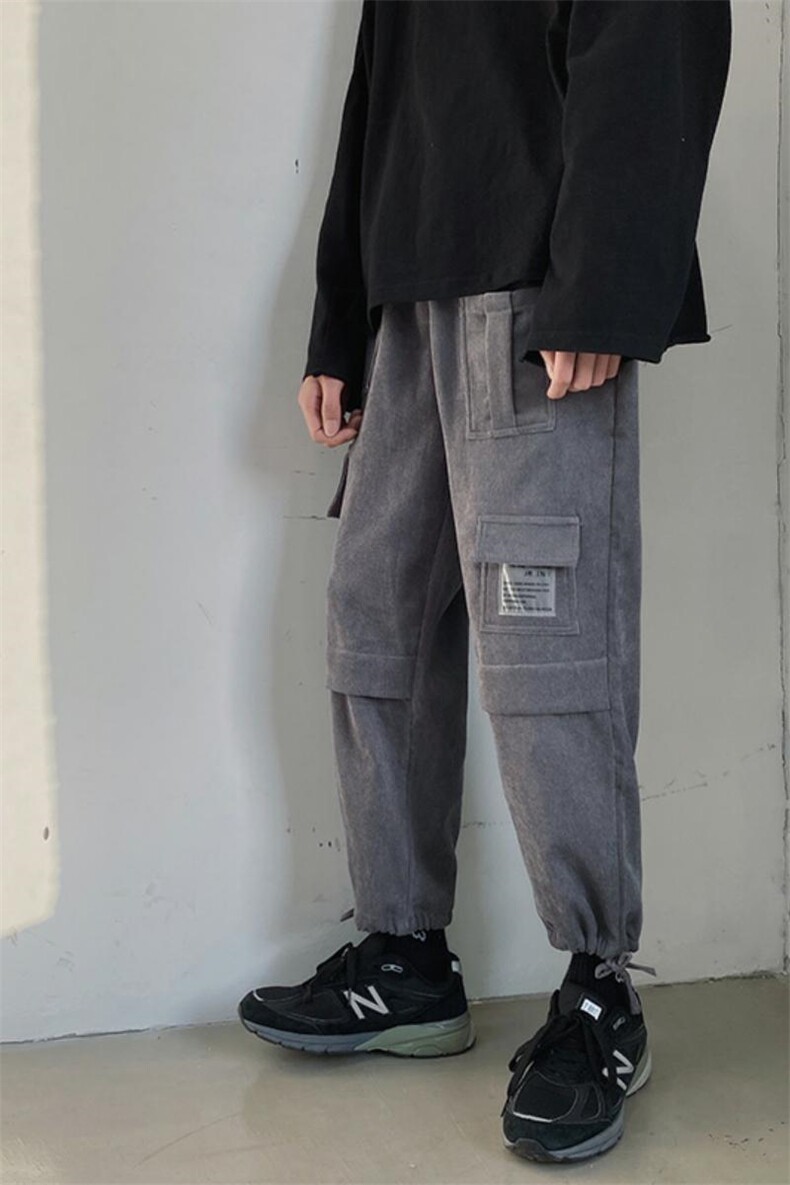 20秋装港风大码潮流工装灯芯绒宽松抽绳小脚休闲男裤K1016-P45,男装休闲裤,电商A009A（原A058A）