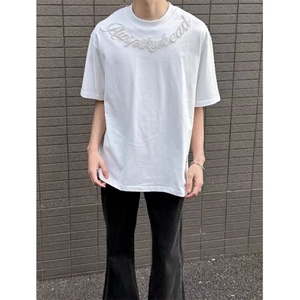 复古潮牌字母短袖t恤男夏季设计感休闲黑色重磅半袖上衣 T193图片