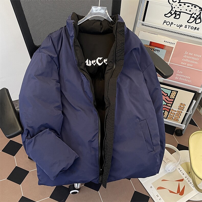 加绒加厚冬男立领棉衣两面穿字母印花面包服棉袄外套MA9091P102,男装棉衣,星座1013-1