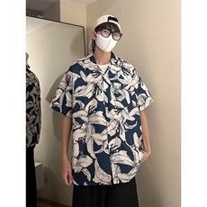 花衬衫男韩版潮流短袖痞子帅气高街2026夏季新款ins衬衣CY195-P26，男装T恤，星座412