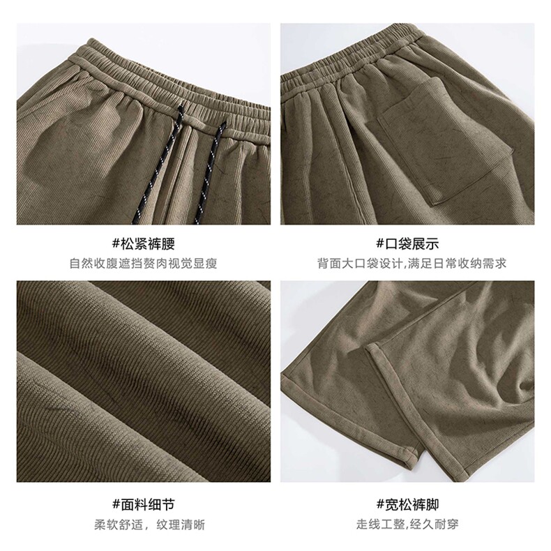 白底秋冬新款加绒加厚褶皱休闲裤男宽松直筒伞兵裤子-A2349P45,男装卫衣,电商B241