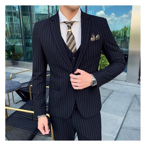 条纹男装西服套装礼服三件套西装商务1012-W9030-P300图片