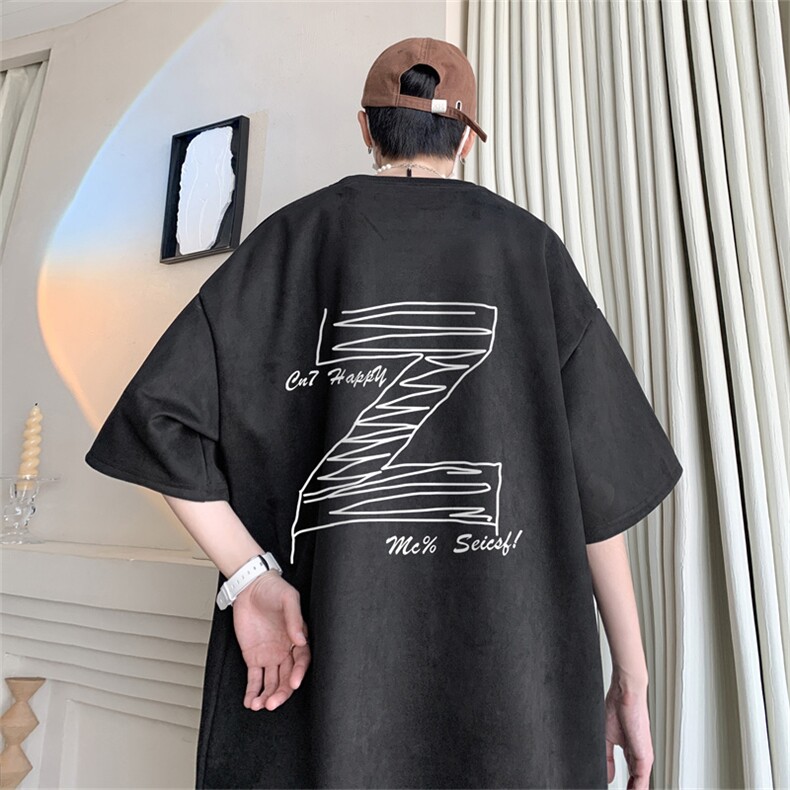 2024夏季新款麂皮绒圆领短袖T恤RT435-特P19控38,男装T恤,电商B370