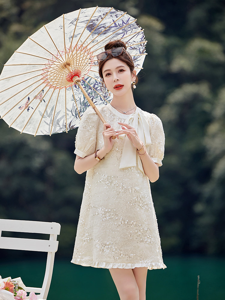 现货209-2829-P110-K178亮片连衣裙甜美夏天,女装连衣裙,韩蜜菓