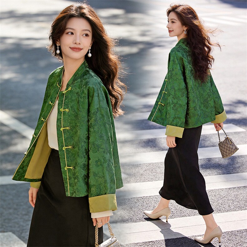 芷墨春季新款复古盘扣设计感新中式气质外套显高显瘦日常通勤女，女装短外套，芷墨服饰