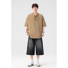 特批P40无差价夏季休闲百搭亨利领大码短袖薄款毛衣上衣男MY112，男装T恤，电商A001