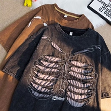 美式复古重磅短袖T恤男款潮牌ins欧美高街嘻哈水洗T恤T125P40，男装T恤，星座1116-2
