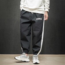 2021秋季新黑墙日系大码男印花条纹运动九分裤休闲裤K2078-P30，男装休闲裤，电商A001