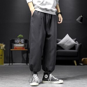 2021春季新日系沙发墙大码男抽绳束脚宽松九分裤休闲裤K2016-P35图片