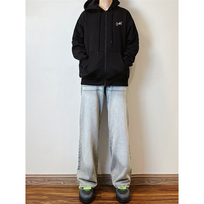 B221美式ins高街暗黑重工艺宽松直筒牛仔裤LK23125-P65控88,男装牛仔裤,电商B221