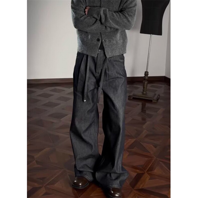 [008]]宽松阔腿裤男直筒西裤呢子商务休闲裤A079-B5141-P46,男装西裤,电商A079