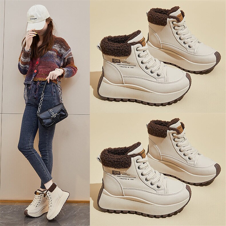 X4552-100冬季高帮加绒老爹鞋新款韩版女学生增高休闲鞋,女鞋短靴,星座1407-3