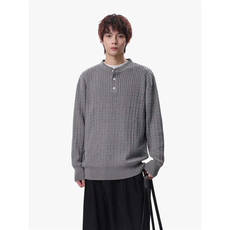 1303B-MY804-P45特P78高品质绞花男女休闲亨利领毛衣备大货,男装针织衫/毛衣,星座1303B
