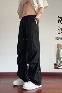 2024夏季新款冰丝透气松紧伞兵裤宽松休闲裤B315-K006-特p30控58图片