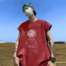 量大优供视频得物直播品220克夏季麂皮绒背心无袖T恤BJ212，男装T恤，电商A486