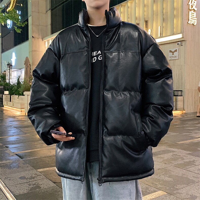 港风潮牌新款亮皮防水立领棉服潮流保暖棉衣M083-P100控139,男装棉衣,星座717