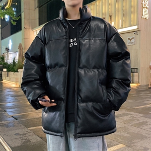 港风潮牌新款亮皮防水立领棉服潮流保暖棉衣M083-P100控139
